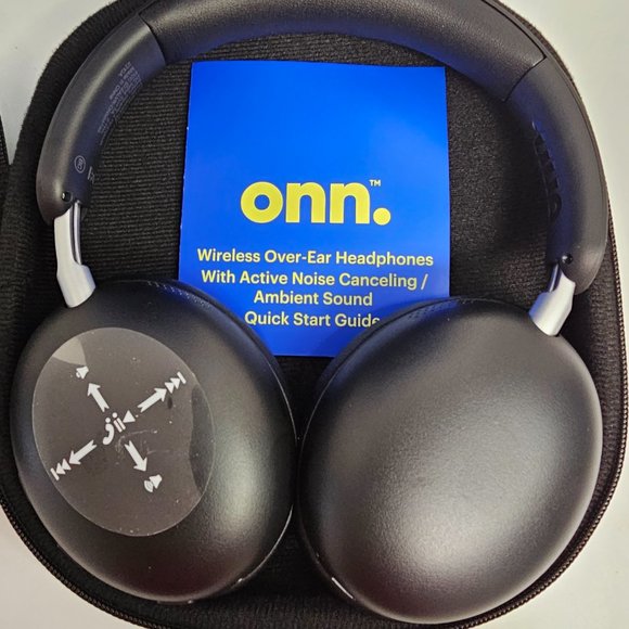 onn. Wireless Over-Ear Headphones with Active Noise Canceling, Black - Picture 2 of 10